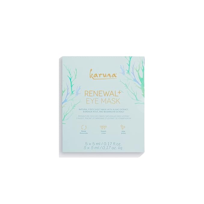 Karuna Skin - Renewal+ Eye Mask | Under Eye Patches for Tired Eyes |Burdock Root & Mushroom Extract | For Puffy Eyes & Fine Lines | 5 per Pack