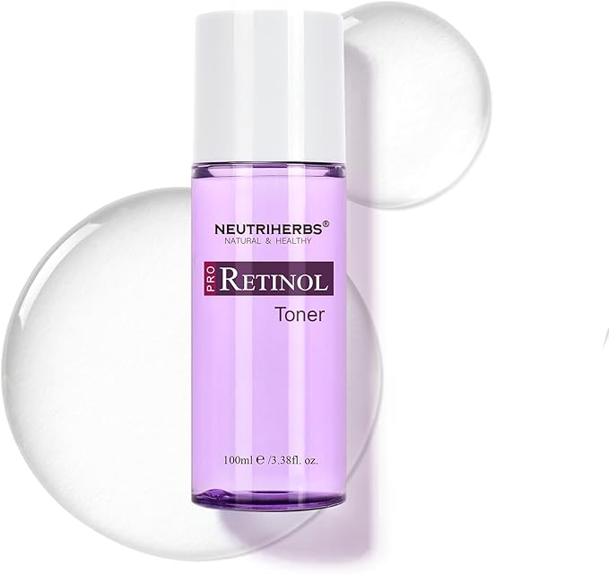 NEUTRIHERBS PRO Retinol Toner for Anti-Aging & Reducing Fine Lines and Wrinkles, with Panthenol, Peptides, and Hyaluronic Acid, Alcohol Free โ 3.38 fl. Oz.