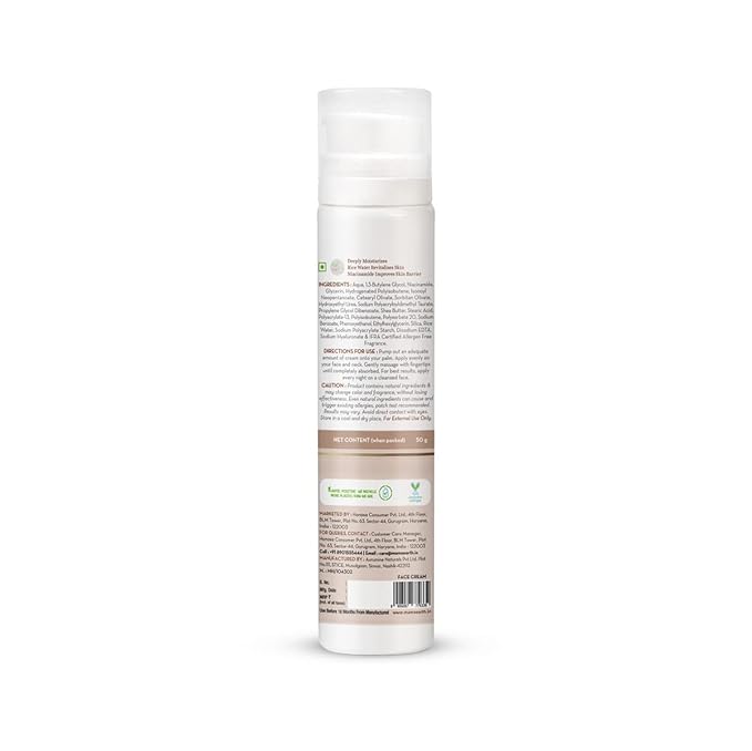 Mamaearth Rice Water Night Cream with Niacinamide for Radiant Skin | Hydrating Overnight Repair Face Moisturizer | All Skin Types | 1.76 Oz (50g)