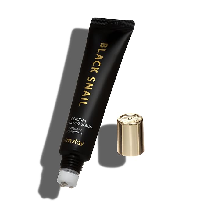 Farmstay Black Snail Premium Rolling Eye Serum - Eye Serum for Dark Circles and Puffiness - Snail Mucin for Improved Collagen Production - 0.84 oz