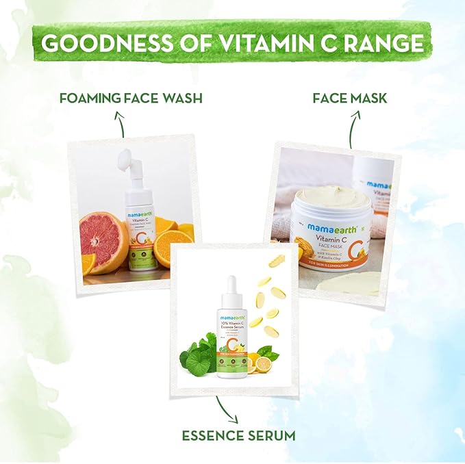Mamaearth Vitamin C Face Serum for Skin Illumination | with Hydrating Gotu Kola Oil | Helps Fight Free Radical Damage & Dryness | Firming Serum for All Skin Types | 1.01 Fl Oz/30ml