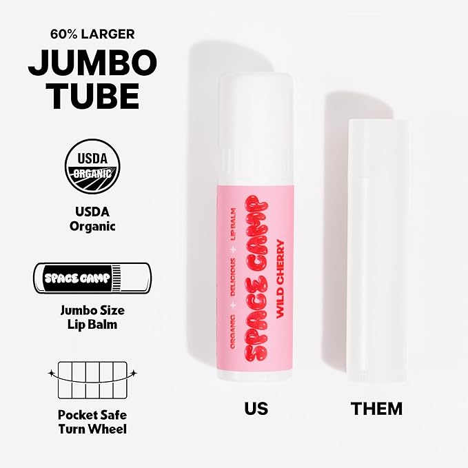 Space Camp Wellness Jumbo Lip Balm - Frosted Mint Organic Flavored Balm (2 Pack)