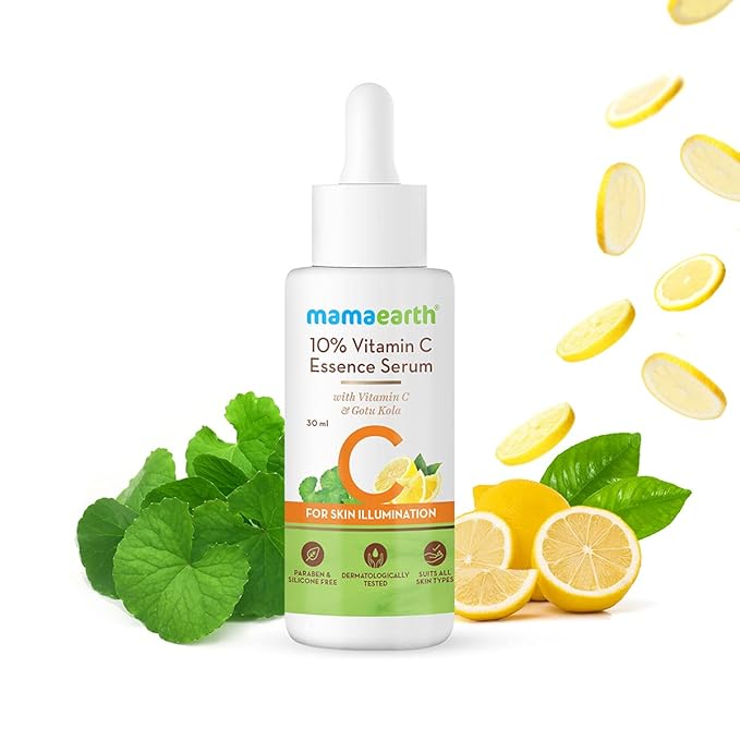 Mamaearth Vitamin C Face Serum for Skin Illumination | with Hydrating Gotu Kola Oil | Helps Fight Free Radical Damage & Dryness | Firming Serum for All Skin Types | 1.01 Fl Oz/30ml
