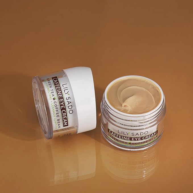 LILY SADO TEA+Cโข Coffee & Matcha Caffeine EYE CREAM - Anti-aging Vegan Natural Eye Repair Moisturizer Lotion w Arabica Coffee Beans + Green Tea - Prevents Undereye Wrinkles, Puffiness, Dark Circles