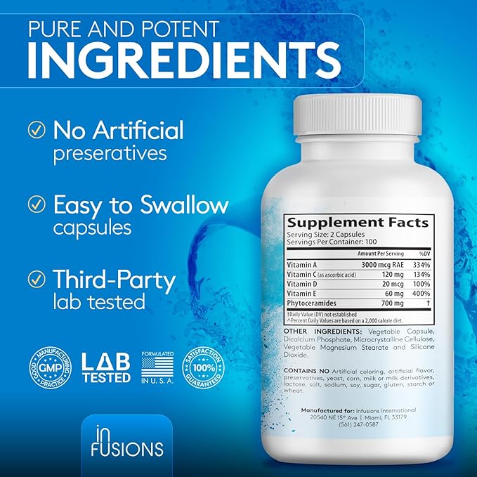 Phytoceramides 200 Capsules Skin Repair Rejuvenation Anti-Aging Support Plant-derived Ceramides 700mg Gluten Free Non-GMO (2)