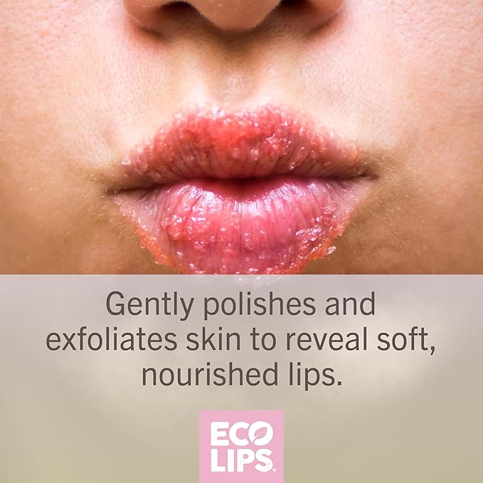 Eco Lips LIP SUGAR SCRUB 4 Pack (4-0.25oz jars) 100% Organic Lip Care Treatment with Organic Sugar & Coconut Oil - Gently Exfoliate & Polish Dry, Flaky Lips (Variety 4-Pack)