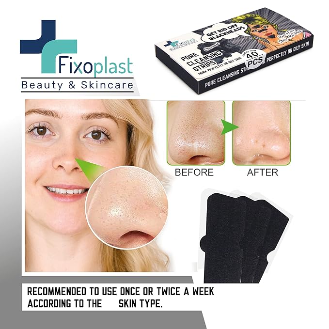 Pore Cleansing Strips, Blackhead remover for nose, chin and T-zone, Charcoal (Charcoal, 40)