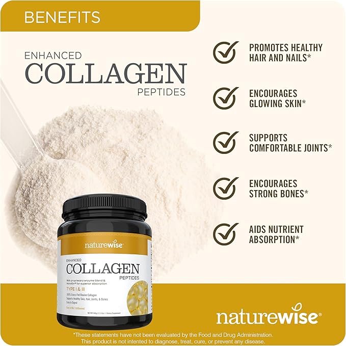 NatureWise Enhanced Collagen Peptides (45 Servings) - Hydrolyzed Type I & III + NatureWise Max Probiotics for Men & Women | Delayed Released Capsule 30 Billion CFU