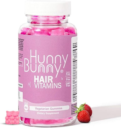 Hunny Bunny Hair Vitamin Biotin Gummies - Biotin Supplement with Vitamin A, C, D, E, B6 – Hair Growth, Skin, Nail Vitamins - Non GMO, Gluten Free – 60 Gummies