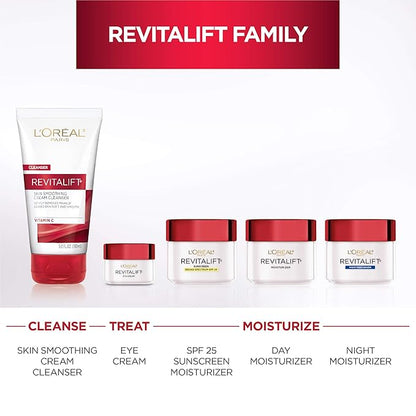 L'Oreal Paris Revitalift Daily Cream Cleanser, Gentle Makeup Remover Face Wash with Vitamin C 5 fl. oz (Pack of 2)