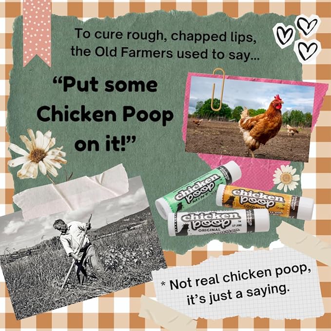 Chicken Poop Lip Balm Simone Chickenbone Coconut Duo 100% Natural Moisturizer for Dry Chapped Lips, 0.15 oz (Pack of 2)