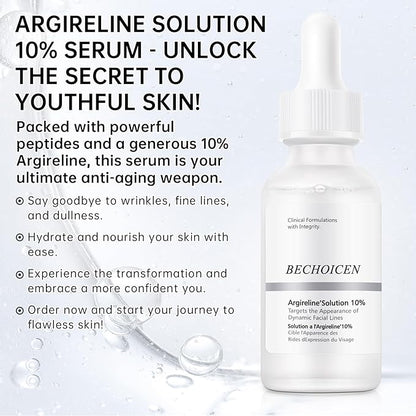 Anti Aging Argireline Solution 10%,Anti Wrinkle Hydrating Argireline Serum with Centella & Hyaluronic Acid for Skin Barrier Repair,30ml Peptides Serum for Face Reduce Fine Lines