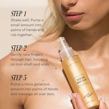 CUVÉE BEAUTY Cuvee Hair and Body Glow - 3 fl oz - Hydrates Hair & Skin with Light Shimmer, Tames Frizz + Adds Shine - Champagne-Infused Formula with Resveratrol & Ceramides - Color Safe