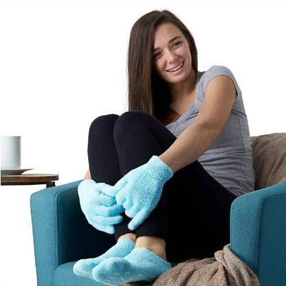 NatraCure Moisturizing Gel Socks - (Helps Dry Feet, Cracked Heels, Dry Heels, Rough Calluses, Cuticles, Dead Skin, Use with Your Favorite Lotions, Creams or Spa Pedicure) - Color: Aqua