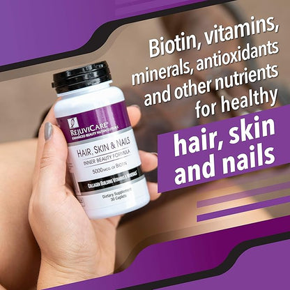 Rejuvicare Hair, Skin & Nails Beauty Formula with Biotin, Collagen Building Vitamins and Minerals, 30 servings